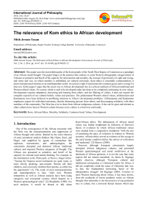 The relevance of Kom ethics to African development