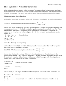 11.6 Systems of Nonlinear Equations