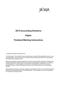 2015 Accounting Solutions Higher Finalised Marking