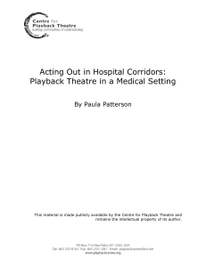 Acting Out in Hospital Corridors: Playback Theatre in a Medical Setting
