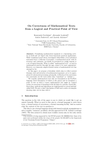 On Correctness of Mathematical Texts from a Logical and Practical