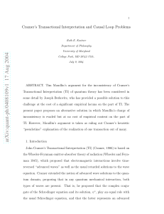 Cramer`s Transactional Interpretation and Causal Loop Problems