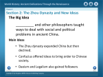 Section 2: The Zhou Dynasty and New Ideas The Big Idea