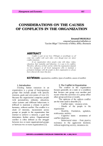 considerations on the causes of conflicts in the organization
