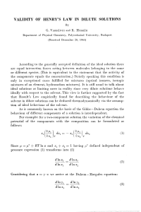 VALIDITY OF HENRY`S LAW IN DILUTE SOLUTIONS (l)