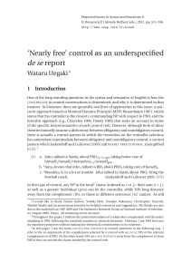 `Nearly free` control as an underspecified de se report - CSSP