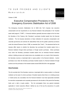 Executive Compensation Provisions in the Emergency Economic