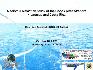A seismic refraction study of the Cocos plate offshore Nicaragua and