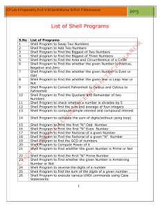 List of Shell Programs