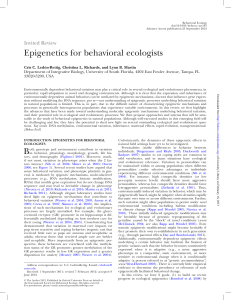 Epigenetics for behavioral ecologists