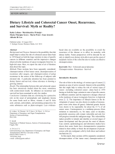 Dietary Lifestyle and Colorectal Cancer Onset