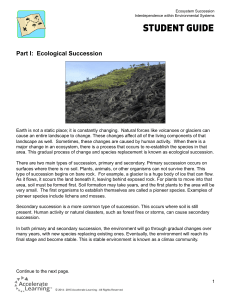 Part I: Ecological Succession