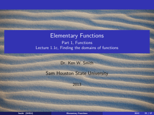 Elementary Functions - Sam Houston State University