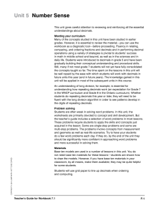 Unit 5 Number Sense
