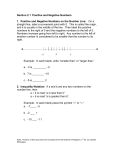 Section 2.1 Positive and Negative Numbers 1. Positive and Negative