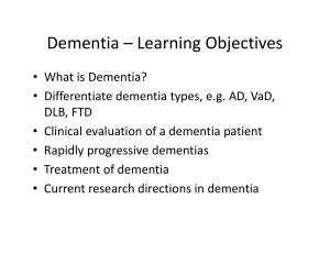 Dementia – Learning Objectives