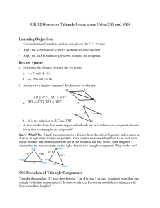 CK-12 Geometry Triangle Congruence Using SSS and