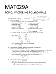 topic: factoring polynomials
