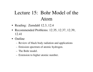 Lecture 15: Bohr Model of the Atom