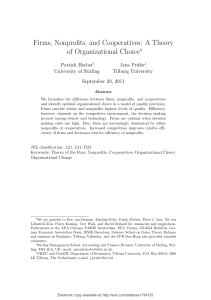 Firms, Nonprofits, and Cooperatives: A Theory of Organizational