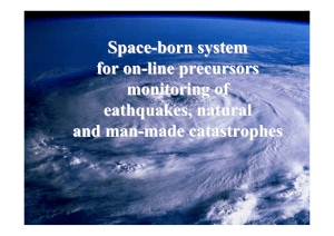 Space-born system for on-line precursors monitoring of