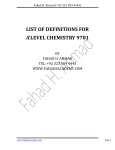 List of Definitions for AS Chemistry
