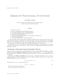 Zeros of Polynomial Functions