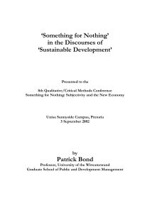 `Something for Nothing` in the Discourses of `Sustainable