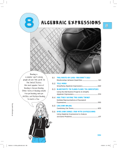 Algebraic Expressions - Northwest ISD Moodle