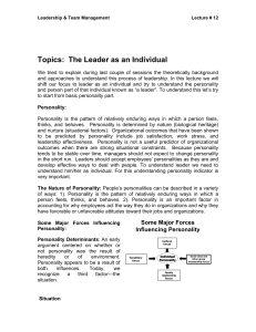 Topics: The Leader as an Individual