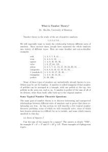 What is Number Theory? Dr. Min Ru, University of Houston Number