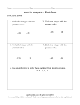 Intro to Integers – Worksheet
