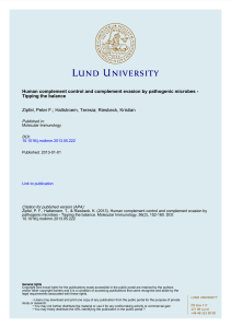 Human complement control and complement evasion by pathogenic