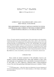 THE ASSESSMENT OF HEAVY METALS CONTENT IN TOTAL AND