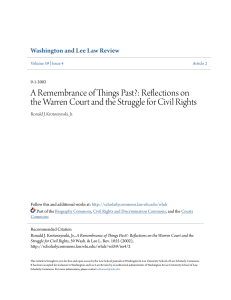 A Remembrance of Things Past?: Reflections on the Warren Court