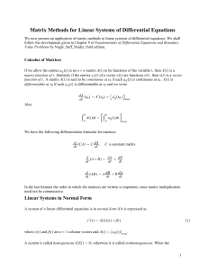 Matrix Methods for Linear Systems of Differential Equations