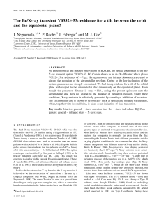 The Be/X-ray transient V0332153: evidence for a tilt between the