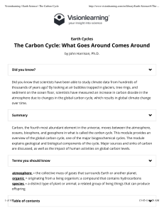 The Carbon Cycle – Questions on reading web article