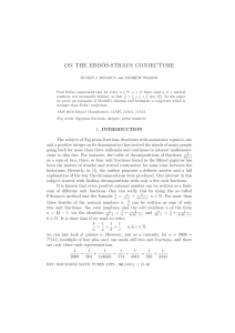 ON THE ERD¨OS-STRAUS CONJECTURE