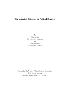 The Impact of Tolerance on Political Behavior