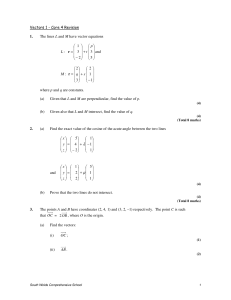 Vectors 1 - Core 4 Revision 1. The lines L and M have vector