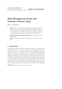 Dual Homogeneous Forms and Varieties of Power Sums