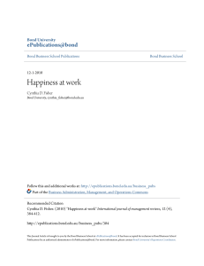 Happiness at work - ePublications@bond