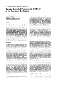 Genetic Control of Programmed Cell Death in the Nematode C