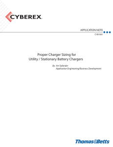 Proper Charger Sizing for Utility / Stationary Battery Chargers