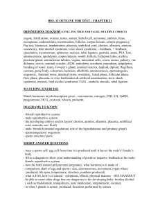 BIO. 12 OUTLINE FOR TEST - CHAPTER 21 zygote, fertilization