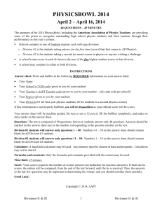 PhysicsBowl Exam - American Association of Physics Teachers