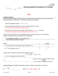 Solving Quadratic Equations By Formula Key