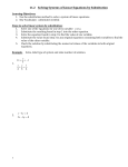 11.2 Solving Systems of Linear Equations By Substitution