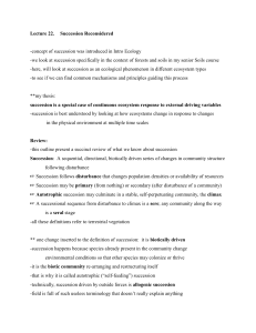 Lecture 22. Succession Reconsidered